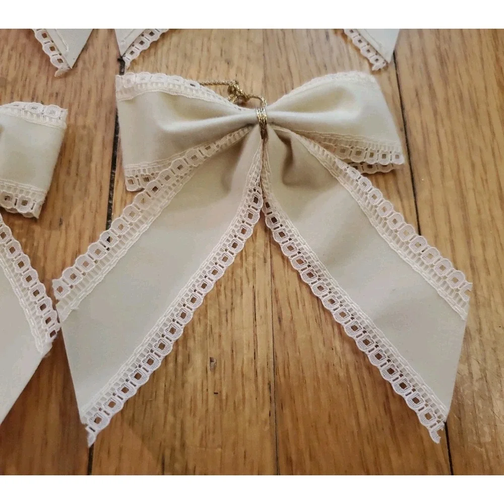 Vtg Off White Cream Velvet Lace Hamdmade Christmas Wreath‎ Bows Lot Of 18 Granny
